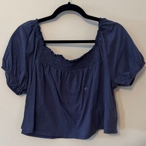 American Eagle Outfitters Navy Smocked Blouse